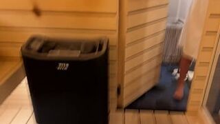 Risky sex with a stranger in a sauna porn video
